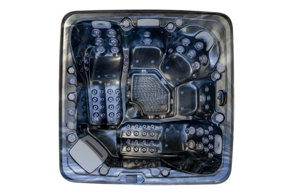 Luso Spas The Platinum 8 Hot Tub top-down view showing interior seat and jet arrangement on a white background.