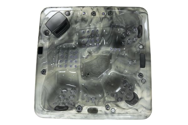 Luso Spas The Platinum 8 Hot Tub top-down view showing interior seat and jet arrangement on a white background.