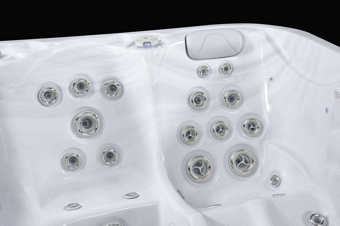 Close‑up of Luso Spas The Hercules Hot Tub seats with massage jets.