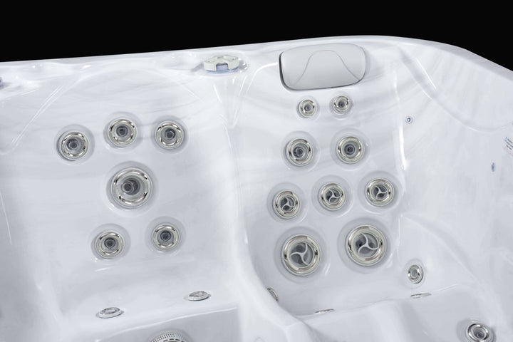 Close‑up of Luso Spas The Hercules Hot Tub seats with massage jets.