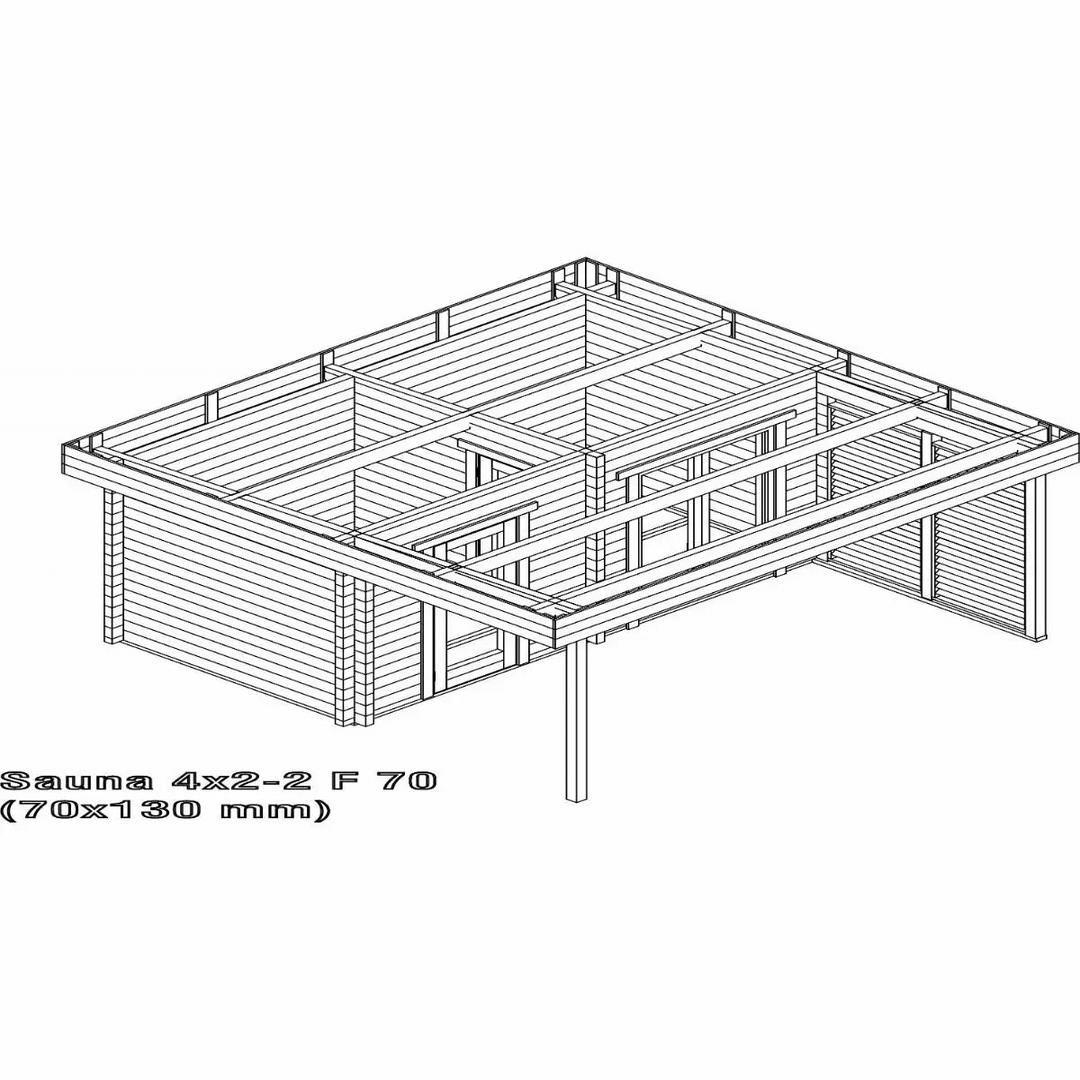 InMedias Magnus Log Sauna floor plan diagram on a white background.