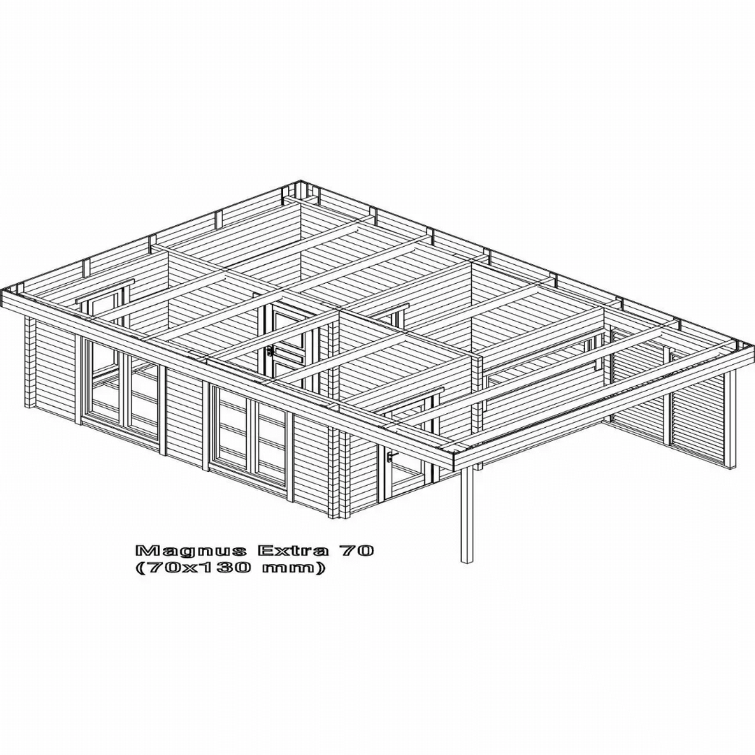 InMedias Mangus XL Log Sauna 3D structural model on a white background.
