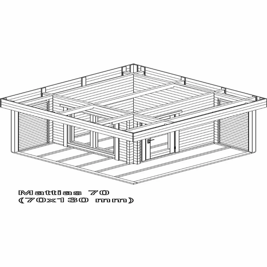 InMedias Mattias Log Sauna 3D structural model on a white background.