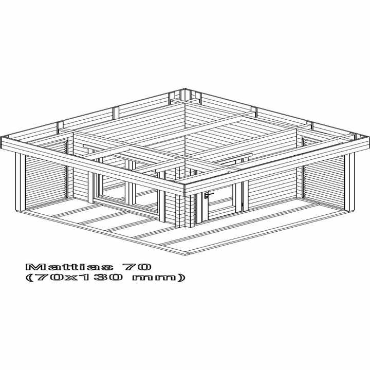 InMedias Mattias Log Sauna 3D structural model on a white background.