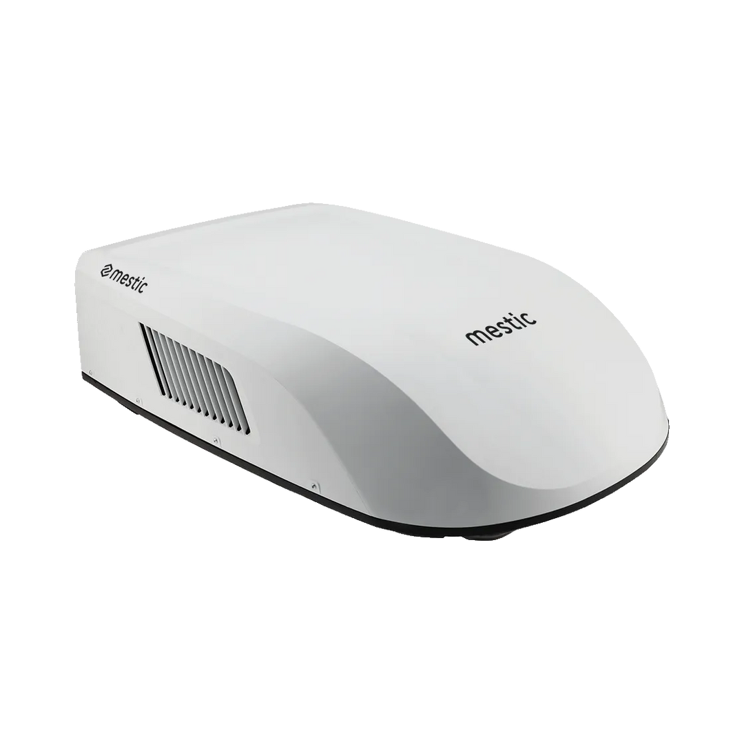 Mestic RTA-2600 rooftop air conditioner curved top design on a transparent background.