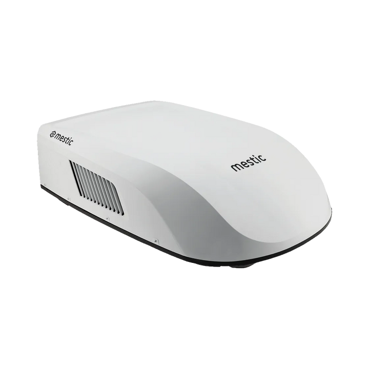 Mestic RTA-2600 rooftop air conditioner curved top design on a transparent background.