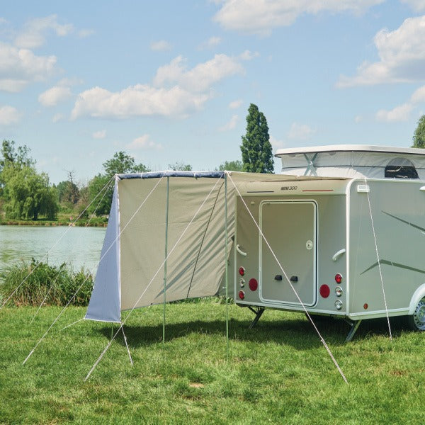 Mini Silver Pop Top Awning with an open front