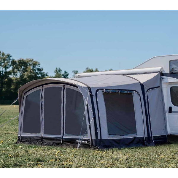 Neptune 400 Awning shown from front right connected to motorhome