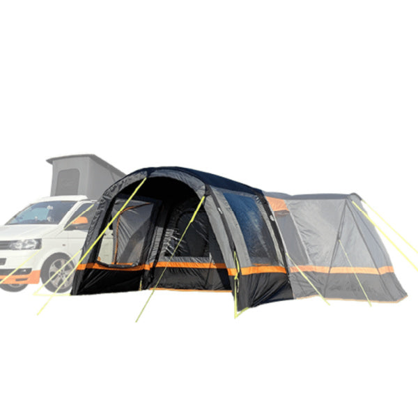 Olpro Cocoon Breeze Campervan Awning Extension in charcoal on a white background