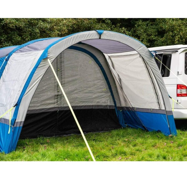 Olpro Cocoon Breeze Extension in blue and grey shown from the front