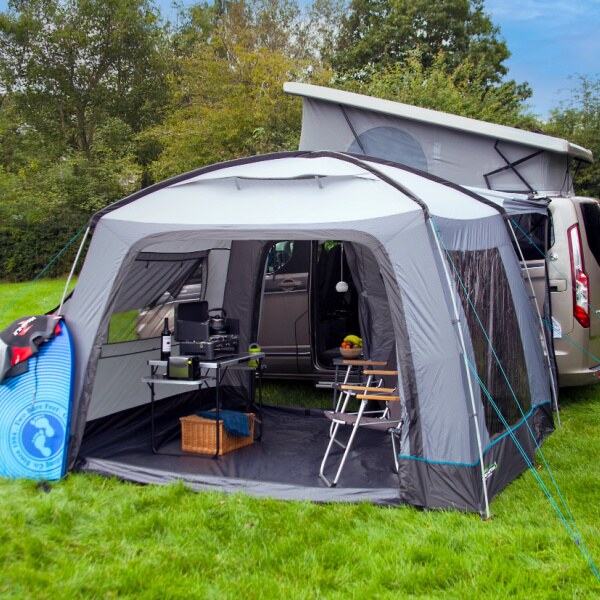 Outdoor Revolution Cayman Cuda XL FG Poled Awning shown with open front