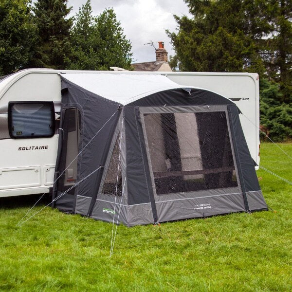 An Outdoor Revolution Porch Pro 260 awning shown from front left