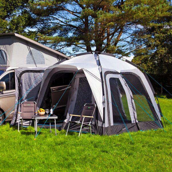 Outdoor Revolution Q Cayman T1 Driveaway Awning shown from front left