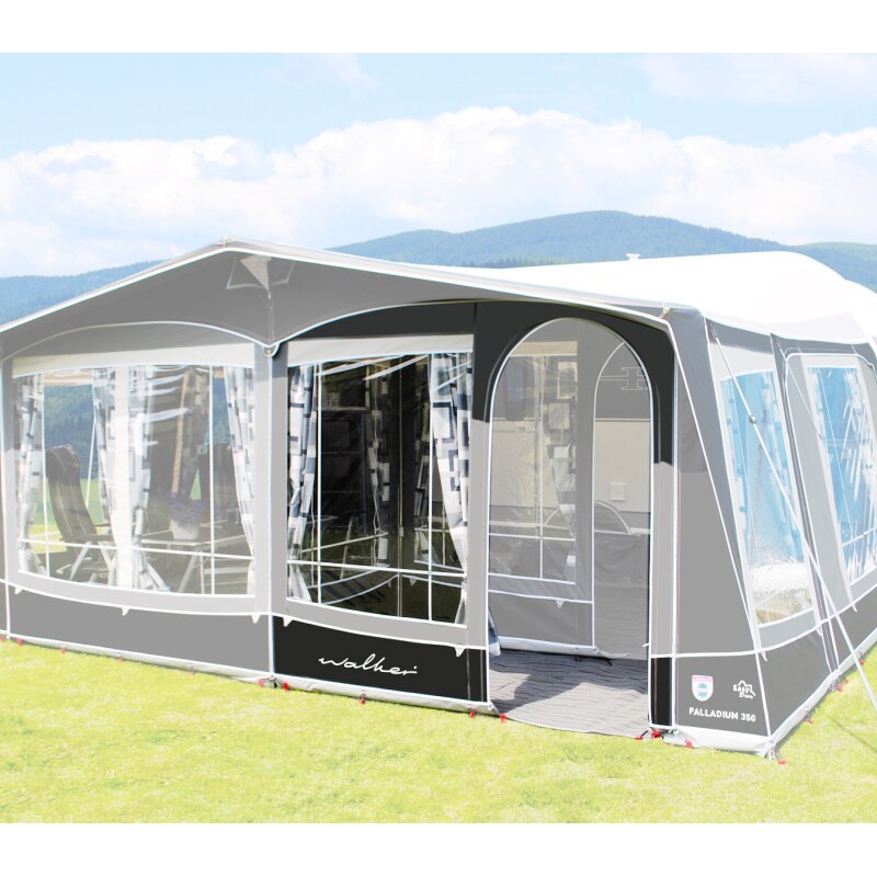 A Palladium 350 Caravan Awning with an extra front wall