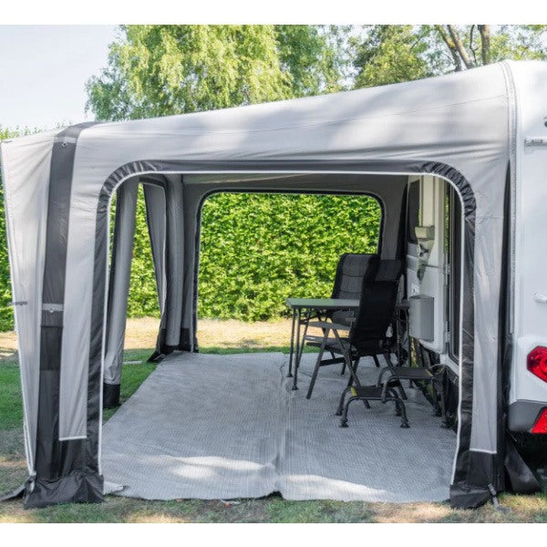 Quest Leisure Pluto Awning shown from the side with an open panel