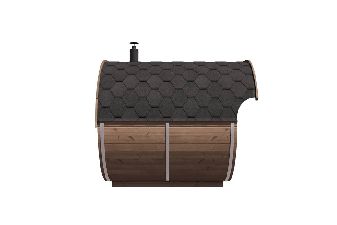 InMedias Raiki Oval Sauna side view on a white background.