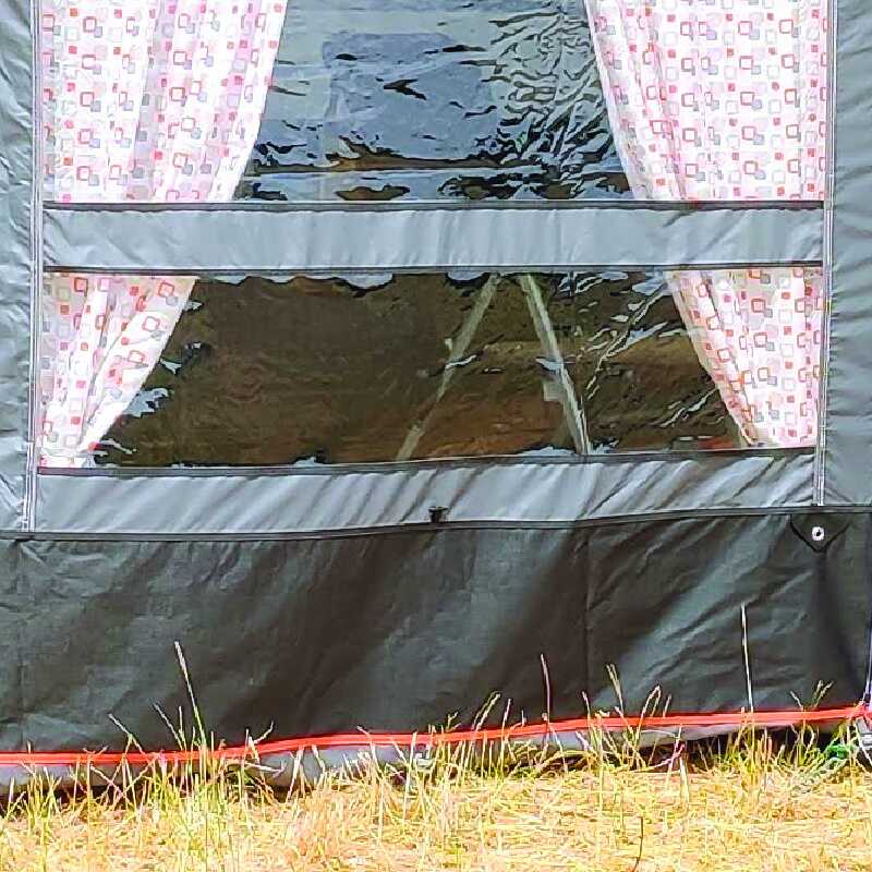 A Soplair Kara Caravan awning with a close up on the panels