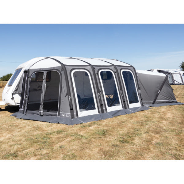 Sunncamp Esteemed Air full profile view showing complete awning with annexe attachment