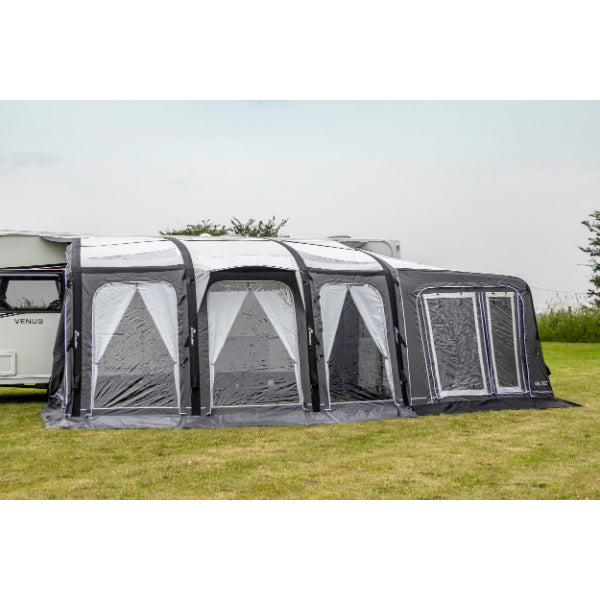 Sunncamp Inceptor Air Awning displayed with additional side extension showing full width configuration