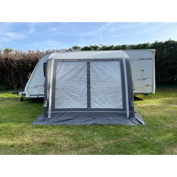 Side profile of Sunncamp Ultima 260 Awning showing curved roof design