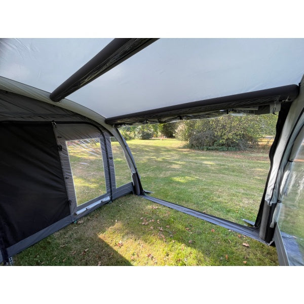 Interior view of Sunncamp Ultima Pro Air 260 porch awning showing windows and internal framework