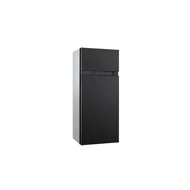 Thetford BL FRIDGE N4170E FLAT FRAMED closed – A black, flat-framed Thetford N4170E refrigerator with a top freezer, shown on a white background.