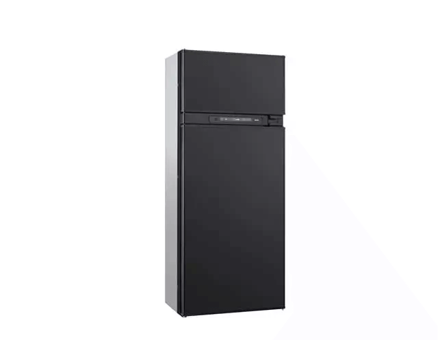 Thetford N4150A Curved Frame fridge with curved door design, on a white background.