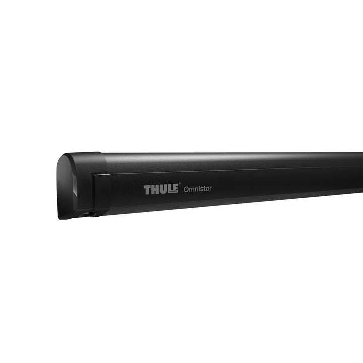 Thule Omnistor awning case in black on a white background.