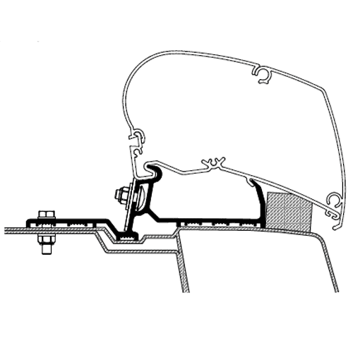 Thule Renault Master awning adapter diagram on a white background.