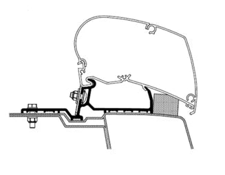 Technical diagram of the Thule adapter bracket on a white background.