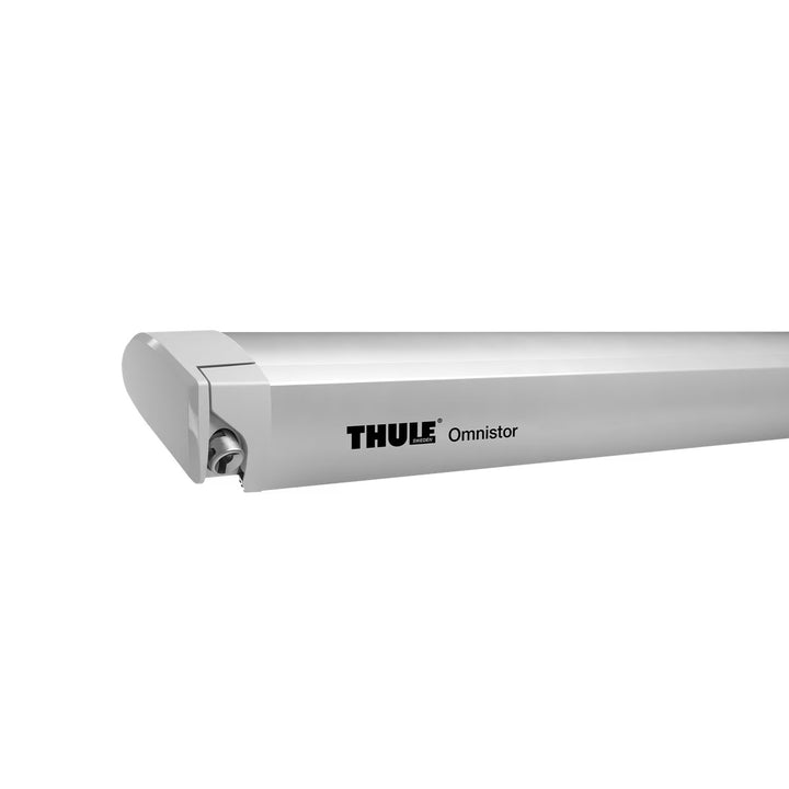 Thule Omnistor awning case in grey on a white background.