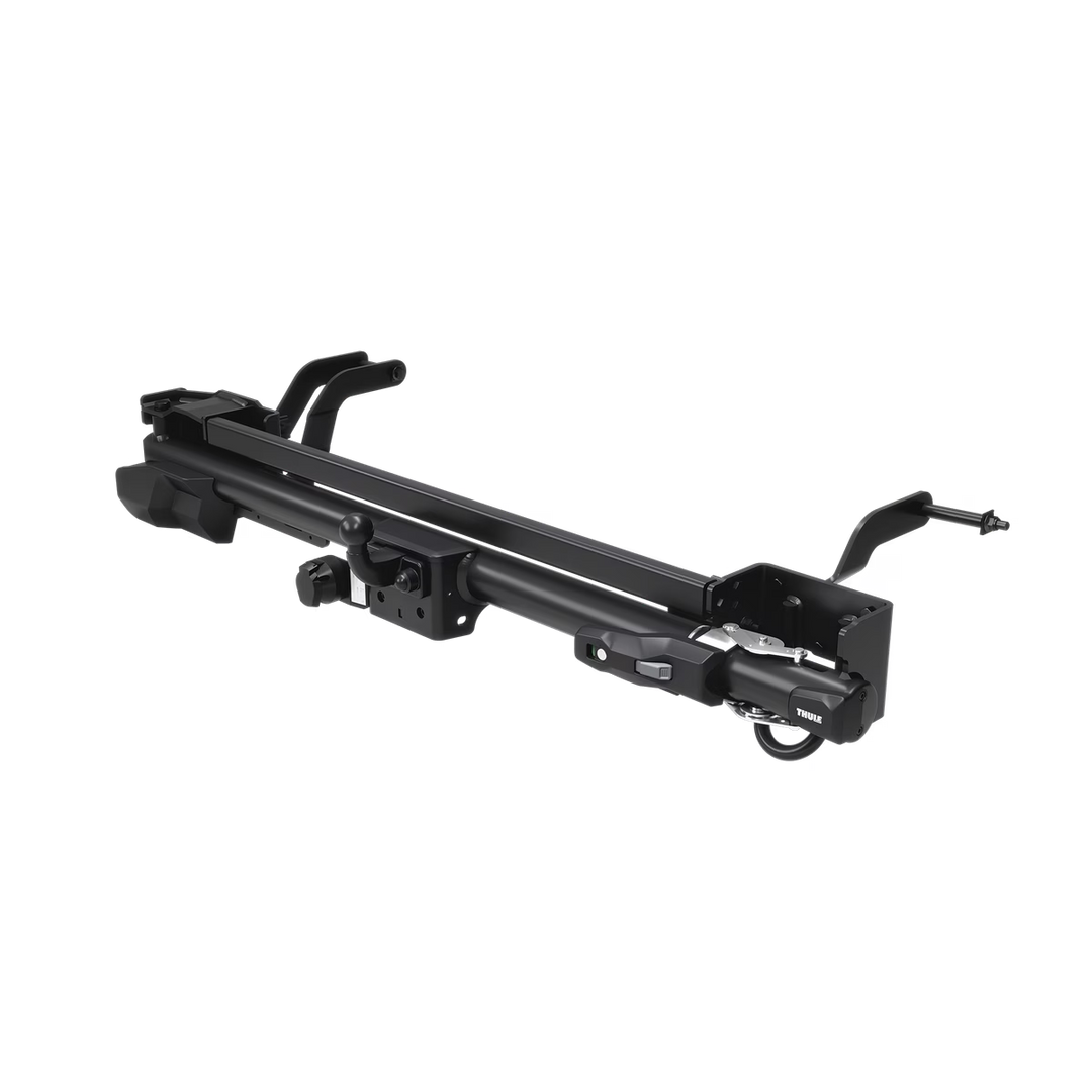Thule Veloswing towbar rack assembly on a transparent background.