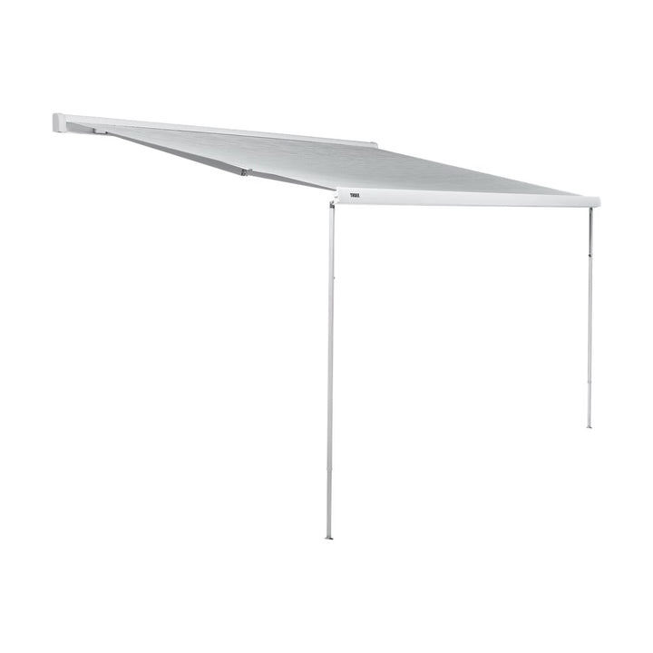 White Thule awning extended with support legs on a white background.