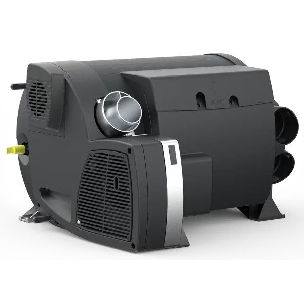 Truma Combi 4E Heater and Boiler main heating unit rear view with air outlets and vent connections on a transparent background.
