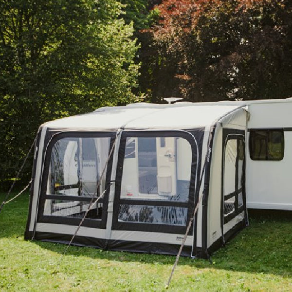 A Vango Balletto 330 Awning shown from the front right