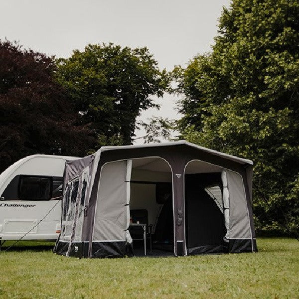 A Vango Riviera 390 with open panels