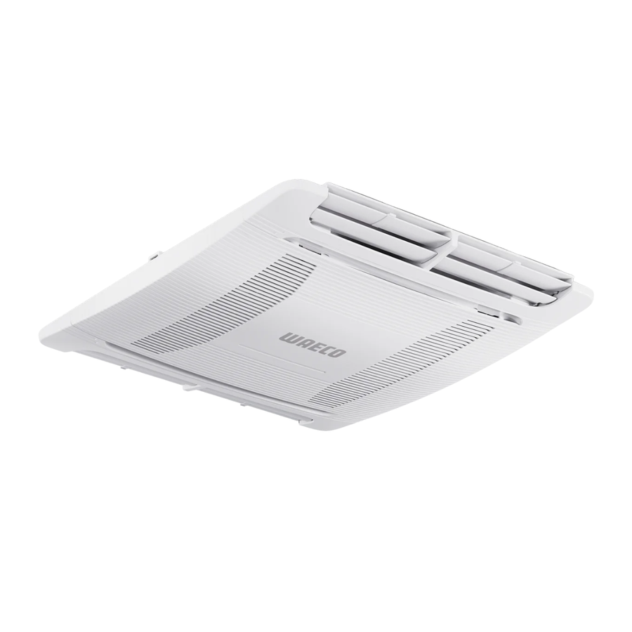 Waeco WAC ADBL air distribution box with integrated dual air vents, central intake grille, and slim white ceiling-mounted design on a white background.