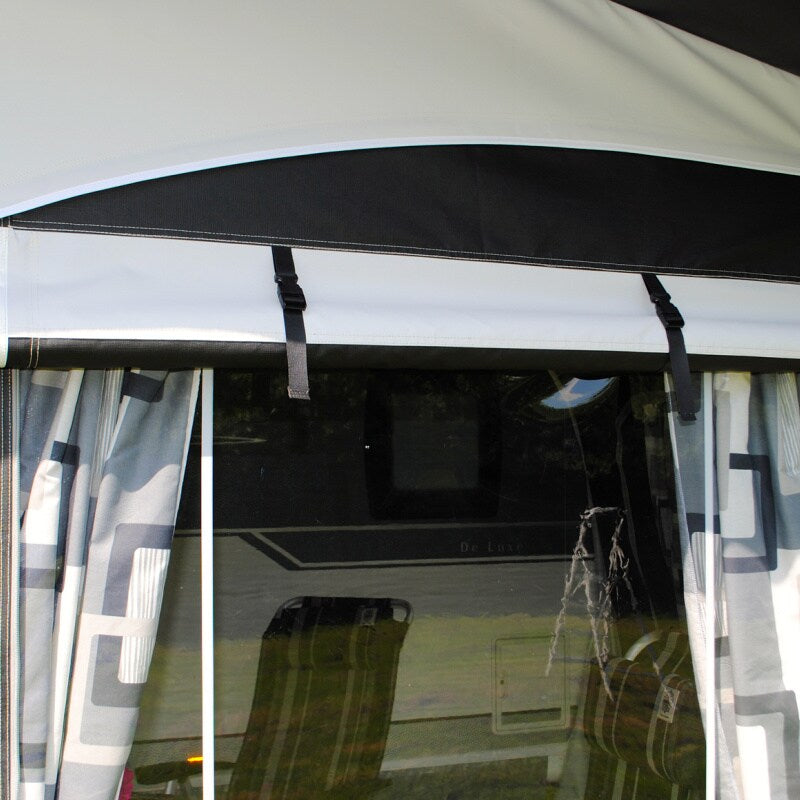 A close up of the blinds on a Walker Concept 240 caravan awning