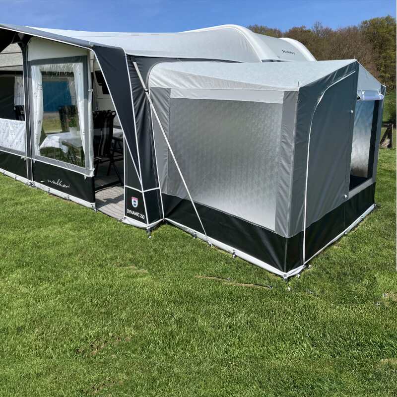 A Walker Dynamic 250 caravan awning with an annexe