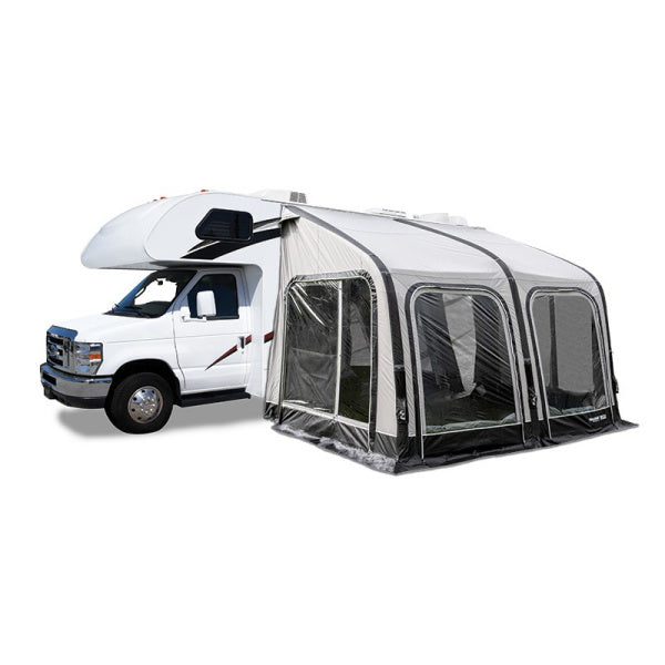 Westfield Vega Awning attached to a motorhome shown from front left