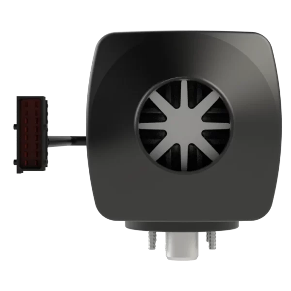 Yilkar YH2 Air Heater Kit front air outlet view showing the circular vent and connector cable on a transparent background.