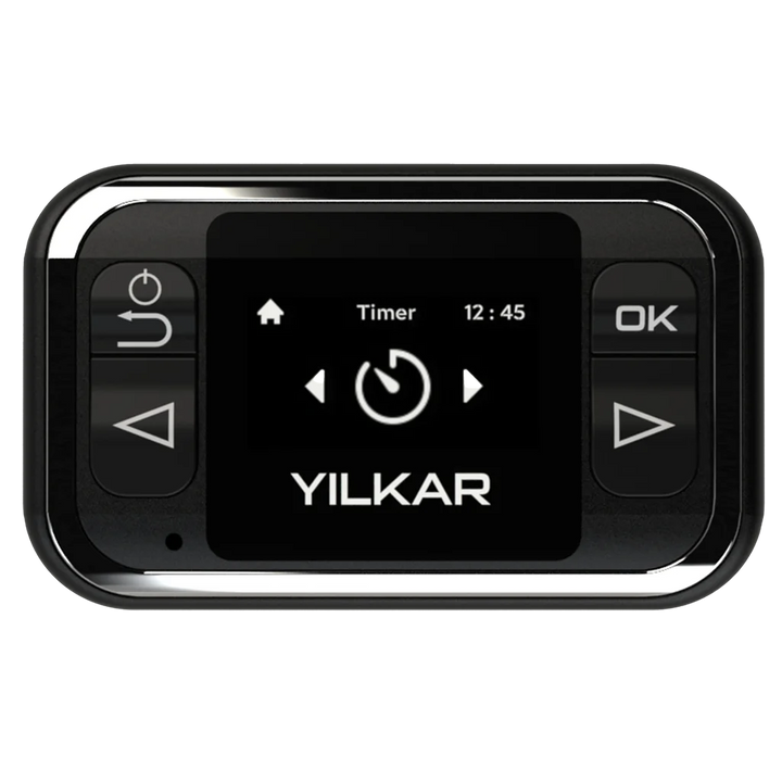 Yilkar YH2 Air Heater Kit digital controller display with timer interface and control buttons on a transparent background.