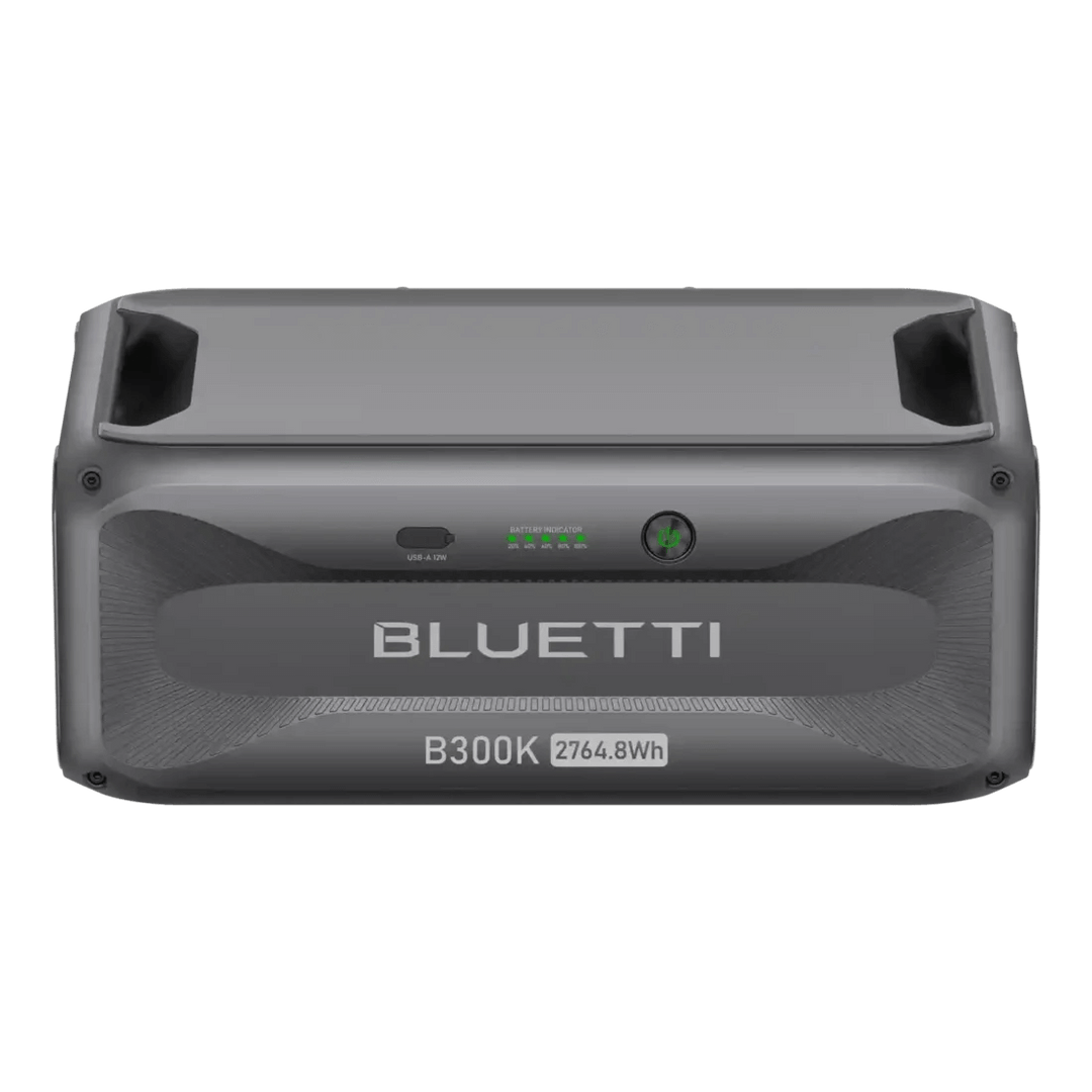 Front view of Bluetti B300K 2764.8Wh battery station on a transparent background.