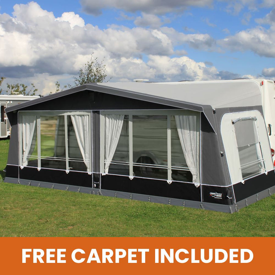 Camptech Kensington Air full caravan awning with free carpet included banner