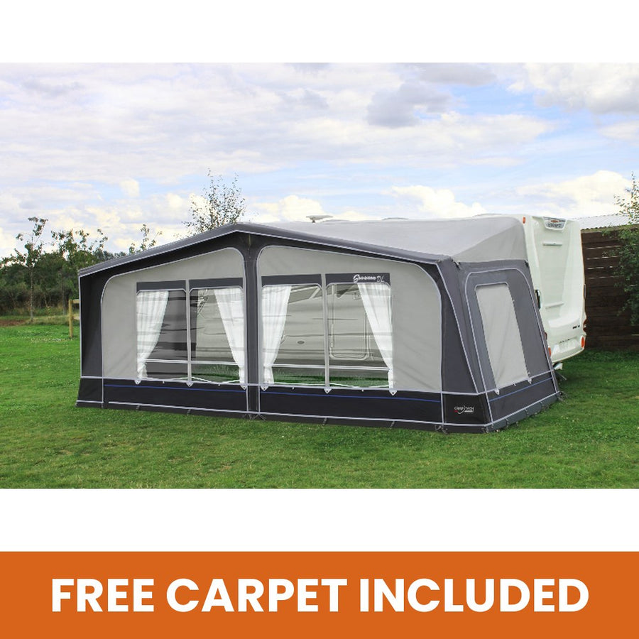 Camptech Savanna DL full caravan awning with free carpet included banner