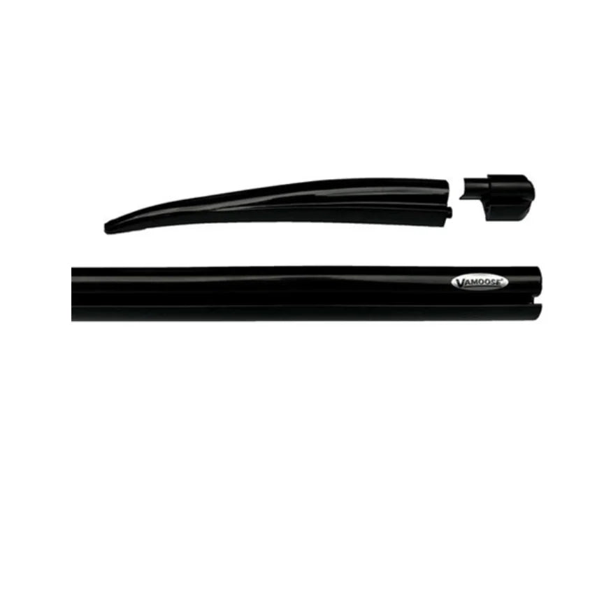 Black Vamoose awning rail set on a white background.