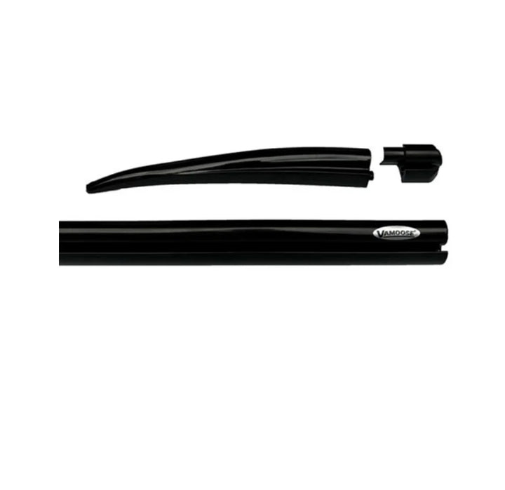 Black Vamoose awning rail set on a white background.