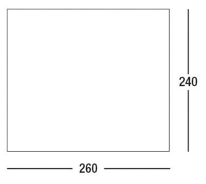 Floor plan diagram of the SunnCamp Dash Air 260 SC awning, showing a rectangular footprint measuring 260 cm wide by 240 cm deep on a white background.