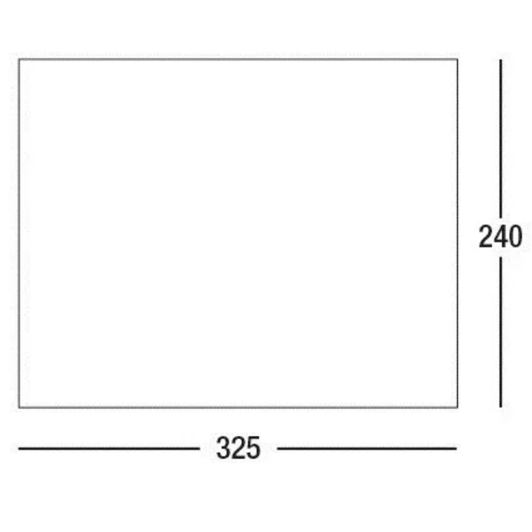 Floor plan diagram of the SunnCamp Dash Air 260 SC awning, showing a rectangular footprint measuring 325 cm wide by 240 cm deep on a white background.