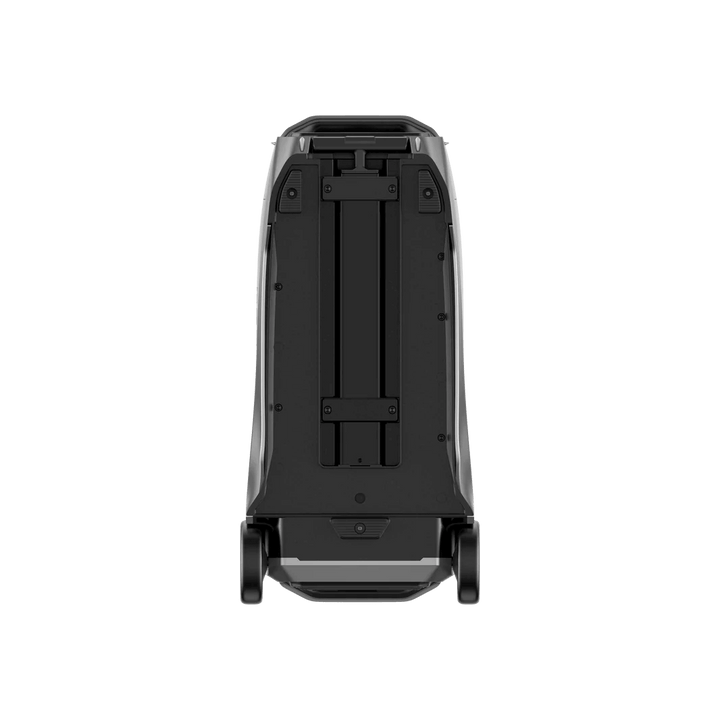 Bottom view of EcoFlow DELTA Pro 3 showing chassis and wheel structure, on a transparent  background